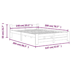 vidaXL Cadre de lit sans matelas bois massif de pin 140x200 cm pas cher