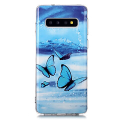 Coque en TPU imd à motifs noctilucents papillon bleu pour votre Samsung Galaxy S10