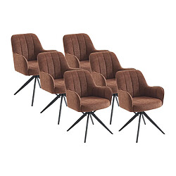 Lot de 6 chaises pivotantes avec accoudoirs en tissu et métal noir - Marron - LEJINA de Pascal Morabito