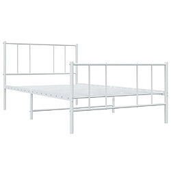 Maison Chic Lit adulte - Lit simple Cadre de lit métal avec tête de lit/pied de lit,Structure du lit Contemporain pour chambre blanc 100x190cm -MN93092 pas cher