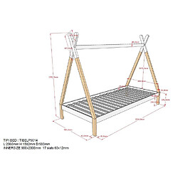 Avis VIPACK Lit tipi avec tiroir en bois naturel