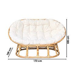 CANAPE PAPASAN EN ROTIN AVEC COUSSIN 172X109XH100CM CANAPE EN ROTIN - LE ROTIN+Sunnydays