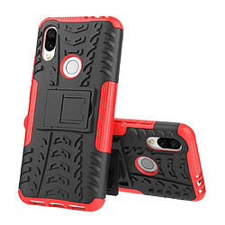 Wewoo Coque Renforcée Pneu Texture TPU + PC Housse de protection antichoc pour Xiaomi Redmi 7 avec support rouge