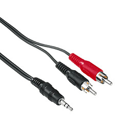 Hama Câble audio stéréo, 2 x rca mâles - 1 jack 3,52mm, noir, 5,00m