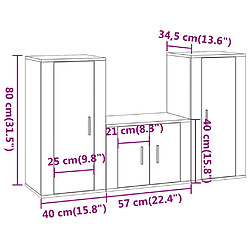 vidaXL Ensemble de meubles TV 3 pcs Sonoma gris Bois d'ingénierie pas cher