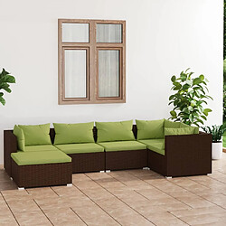 Maison Chic Salon de jardin 6 pcs + coussins - Mobilier/Meubles de jardin - Table et chaises d'extérieur Résine tressée Marron -MN94870