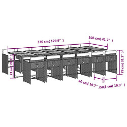 vidaXL Ensemble à manger de jardin 13 pcs coussins noir résine tressée pas cher