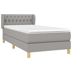 Avis Maison Chic Lit Adulte - Lit simple Lit à sommier tapissier avec matelas moelleux - Meuble de Chambre - Gris clair 90x200 cm Tissu -MN69042