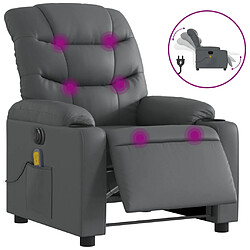 vidaXL Fauteuil de massage inclinable électrique gris similicuir