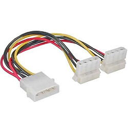 Câble Y d'alimentation interne InLine® 1x Molex 4 broches à 2x Molex 4 broches coudé 0,15 m