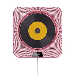 Chrono Lecteur CD portable avec haut-parleur haute fidélité Bluetooth mural, haut-parleur audio domestique avec télécommande, radio FM USB-MP3 prise casque 3,8 mm, entrée/sortie AUX avec interrupteur à tirette(Rose)