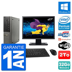 PC DELL OptiPlex 990 DT Ecran 27" Intel G630 RAM 32Go Disque 2To Windows 10 Wifi - Occasion