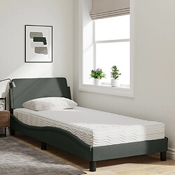 Avis Vidaxl Lit avec matelas gris foncé 90x190 cm tissu