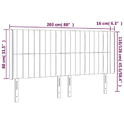 vidaXL Tête de lit avec oreilles Gris foncé 203x16x118/128 cm Velours pas cher