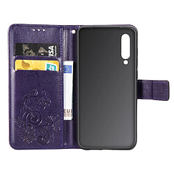 Acheter Wewoo Housse Coque Étui en cuir à Motif fleurs repiquées Lucky Clover pour Xiaomi Mi 9avec support et logements cartesportefeuille et dragonne violet