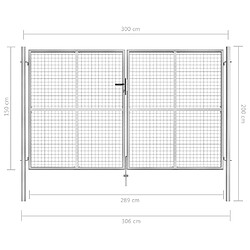 Acheter vidaXL Porte de jardin Acier galvanisé 306x200 cm Argenté