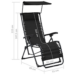 vidaXL Chaises pliables de terrasse lot de 2 Textilène Noir pas cher