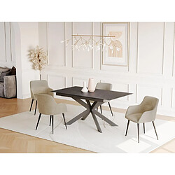 Vente-Unique Table à manger extensible ALBINA - 6 à 8 personnes - Céramique & Verre trempé - Anthracite de Maison Céphy