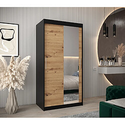 Abiks Meble Armoire TOKYO 2 à portes coulissantes 200/100/62 2 portes (noir/artisan)