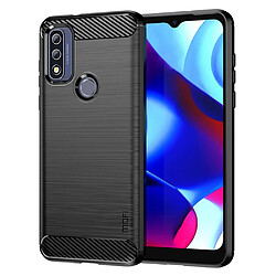 Coque en TPU MOFI anti-empreintes digitales, texture en fibre de carbone noir pour votre Motorola G Pure