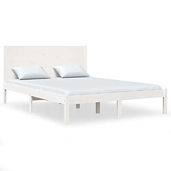 Maison Chic Lit adulte - Lit simple Cadre de lit,Structure du lit Contemporain Blanc Bois de pin massif 140x190 cm -MN48215