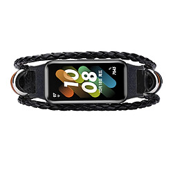 Bracelet en perles tressées style ethnique, perlé, rétro pour votre Huawei Band 7 - noir