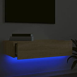 Acheter Maison Chic Meuble TV scandinave avec éclairage LED - Banc TV pour salon chêne sonoma 60x35x15,5 cm -MN24122