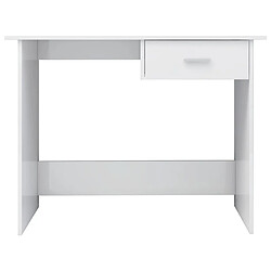 Acheter Maison Chic Bureau,Table de travail,bureau de travail pour chambre Blanc brillant 100 x 50 x 76 cm Aggloméré -GKD65873