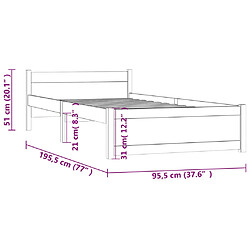 vidaXL Cadre de lit sans matelas blanc bois massif 90x190 cm pas cher