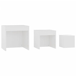 Acheter vidaXL Tables gigognes 3 pcs Blanc Aggloméré