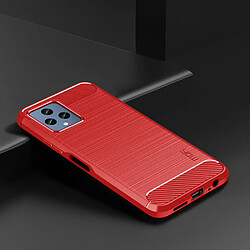 Coque en TPU MOFI surface brossée, texture en fibre de carbone pour votre T-Mobile REVVL 6 5G - rouge