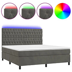 vidaXL Sommier à lattes de lit matelas et LED Gris foncé 180x200 cm