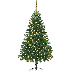 vidaXL Arbre de Noël artificiel pré-éclairé et boules 210 cm vert