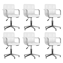 vidaXL Chaises à manger pivotantes lot de 6 blanc similicuir