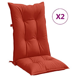 vidaXL Coussins de chaise à dossier haut lot de 2 rouge mélangé tissu