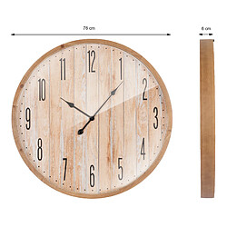 Acheter Ecd Germany Horloge murale vintage ronde en bois et verre MDF horloge décorative salon Ø76cm