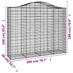 vidaXL Paniers à gabions arqués 10 pcs 200x50x160/180 cm Fer galvanisé pas cher