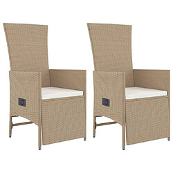 Acheter Ensemble salle à manger de jardin 3 pcs,Table et chaise à dîner d'extérieur Beige poly rotin -MN80216