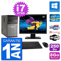 PC Tour Dell 7020 Ecran 19" Intel i7-4790 RAM 8Go Disque 250Go Windows 10 Wifi - Occasion