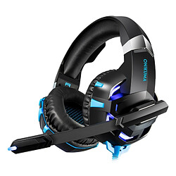 Wewoo Casque de jeu surround stéréo basse sur oreille avec microphone et lampes à DEL (noir bleu)