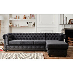 Lisa Design William - canapé Chesterfield d'angle droit - 4 places - en velours