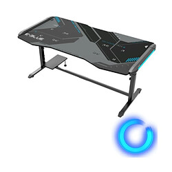 Bureau Gamer Large Eclairé LED RGB – E-BLUE - EGT576 - Hauteur ajustable - Largeur 1m65