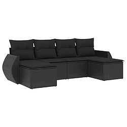 vidaXL Salon de jardin 6 pcs avec coussins noir résine tressée