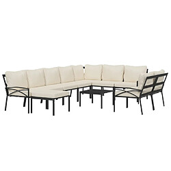 Avis Maison Chic Salon de jardin 11pcs + coussins - Mobilier/Meubles de jardin - Table et chaises d'extérieur sable acier -MN37658