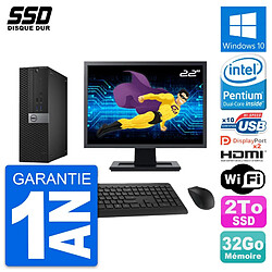 PC Dell 7040 SFF Ecran 22" Intel G4400 RAM 32Go SSD 2To HDMI Windows 10 Wifi - Occasion