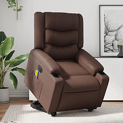 Maison Chic Fauteuil Relax pour salon, Fauteuil inclinable de massage électrique marron similicuir -GKD21027