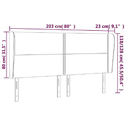 Acheter vidaXL Tête de lit avec oreilles Gris foncé 203x23x118/128 cm Velours