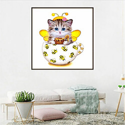 Acheter dessin animé chat diy 5d diamant broderie peinture point de croix kit décor jaune