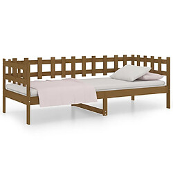 vidaXL Lit de jour sans matelas marron miel 90x200 cm bois pin massif