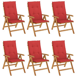 Maison Chic Lot de 6 Chaises de jardin inclinables,Fauteuil d'extérieur et coussins bois teck -MN90756